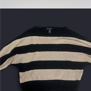 Women’s  Black and Gold Striped  off the shoulder Sweater